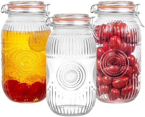 Amzcku Wide Mouth Vintage Mason Jars with Airtight Lid 64oz 2 Quart, Canister Quart Jars for Kitc... | Amazon (US)