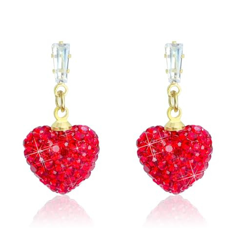 Mintolex Red Heart Earrings for Women Sparkly Rhinestone Valentines Earrings Love Heart Earring Dangling Valentine Gifts for Her Wife Girlfriend Holiday Outfit Accessories, Drop Dangle | Amazon (US)
