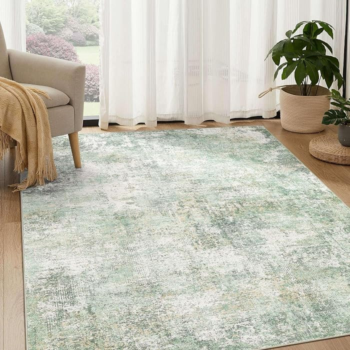 Area Rug Living Room Rugs - 5x7 Large Soft Indoor Neutral Modern Abstract Low Pile Washable Rug C... | Amazon (CA)