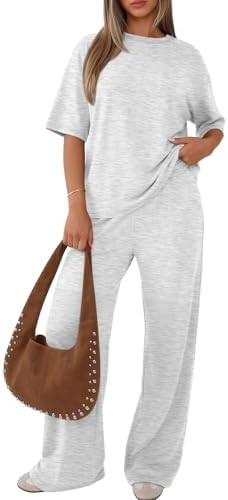 Trendy Queen Women 2 Piece Matching Summer Lounge Sets Clothing 2026 Short Sleeve Shirts & Pants ... | Amazon (US)