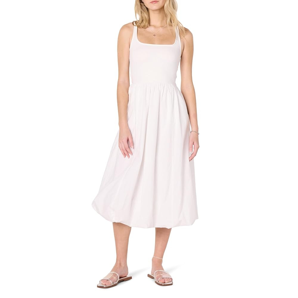 The Drop Women's Tina Scoop Neck Mixed Media Bubble Hem Midi Dress | Amazon (US)