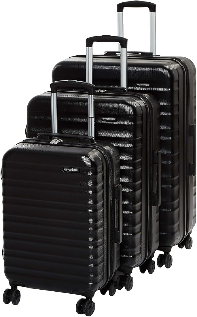 Amazon Basics Suitcases with Wheels, 3-Piece Hardside Luggage Set with Spinner Wheels, Scratch-Re... | Amazon (US)