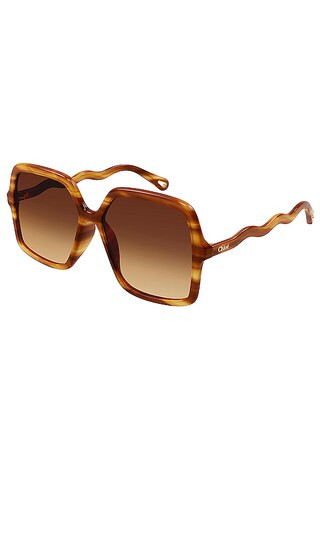 Zelie Square in Shiny Blonde Havana, Double Gradient Brown, & Orange | Revolve Clothing (Global)
