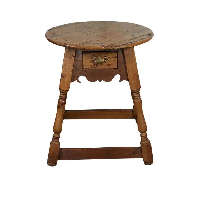 Early 19th Century Vintage English Round Pine Table | Chairish