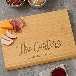 Seasonally Script Personalized Bamboo Charcuterie Board- 10x14 | Personalization Mall