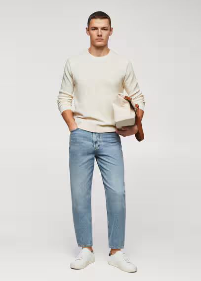 Structured cotton sweater off white - Man - M - MANGO MAN | MANGO (UK)