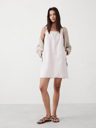 Linen-Blend Square-Neck Mini Shift | Banana Republic Factory