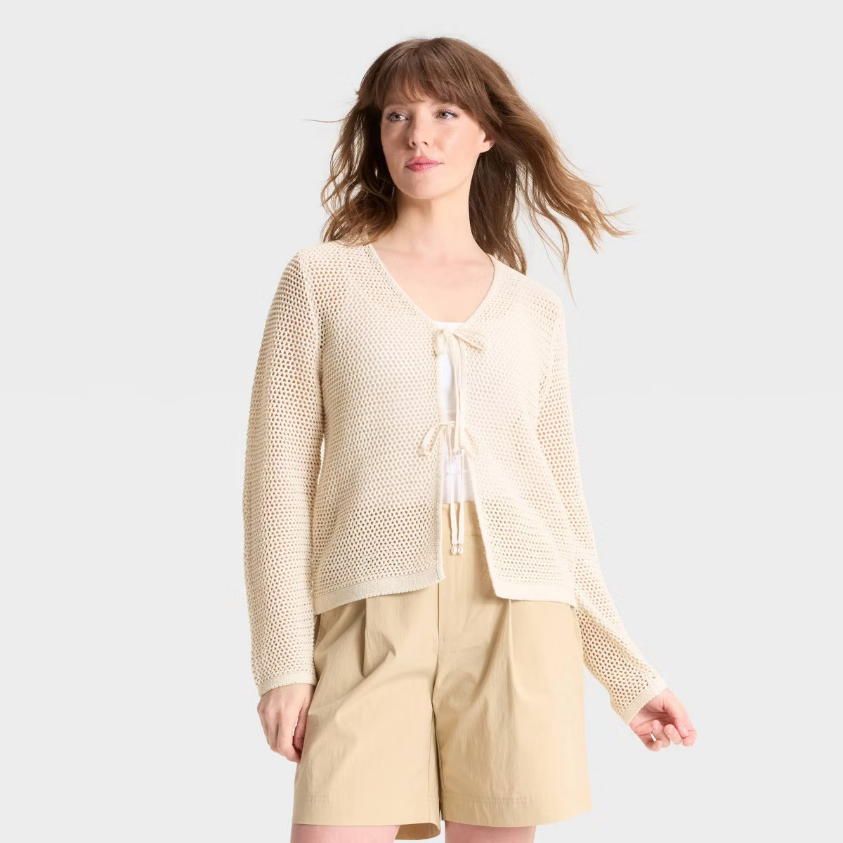 Women's Crochet-Style Tie Cardigan - A New Day™ | Target
