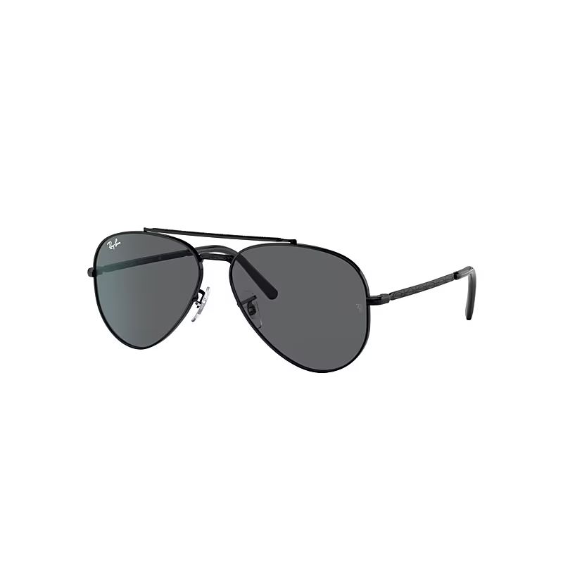 Ray-Ban New Aviator Sunglasses Black Frame Grey Lenses 62-14 | Ray-Ban (US)
