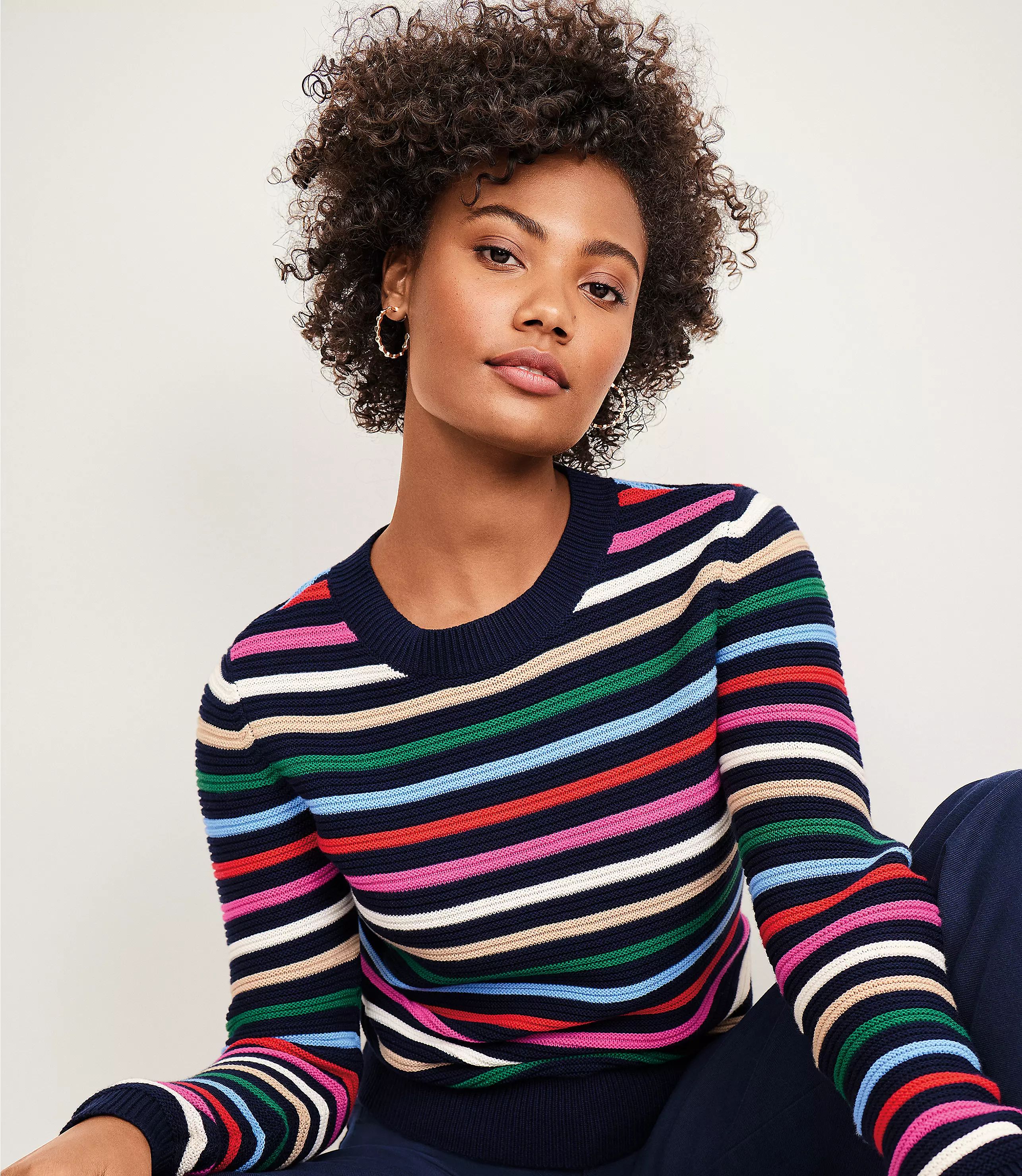 Stripe Textured Stitch Sweater | LOFT