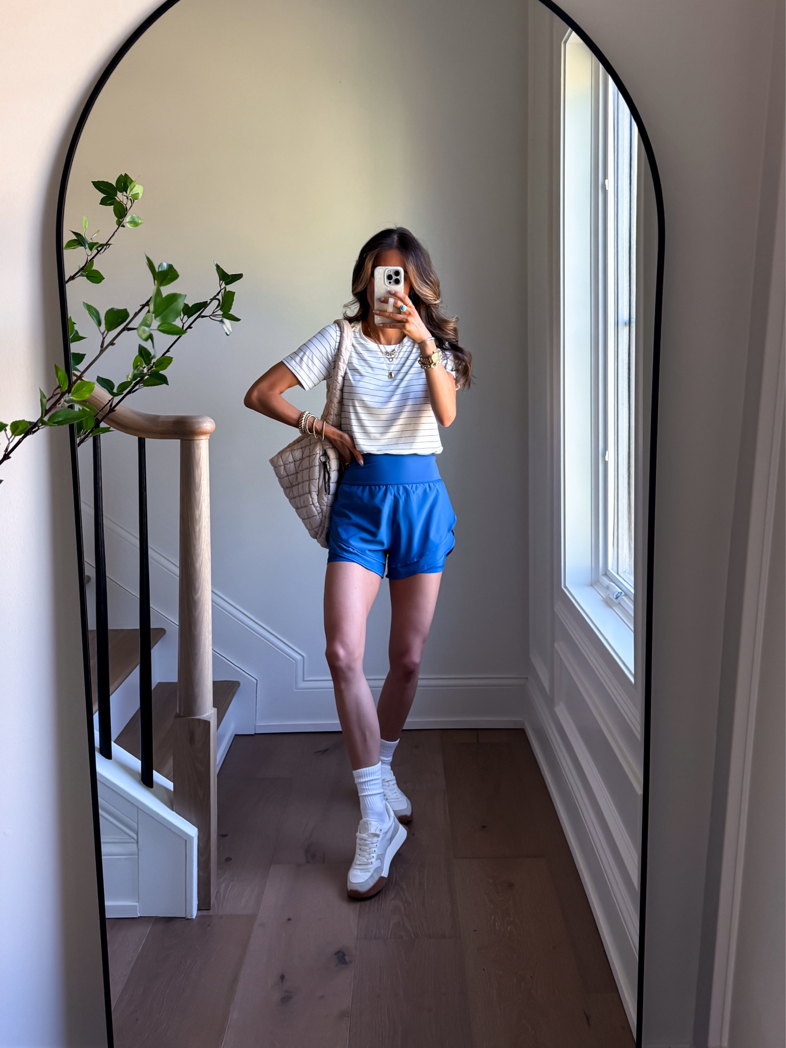 Wearing a xsmall shirt and shorts. 

#LTKActive #LTKootd #LTKfitnessgoals