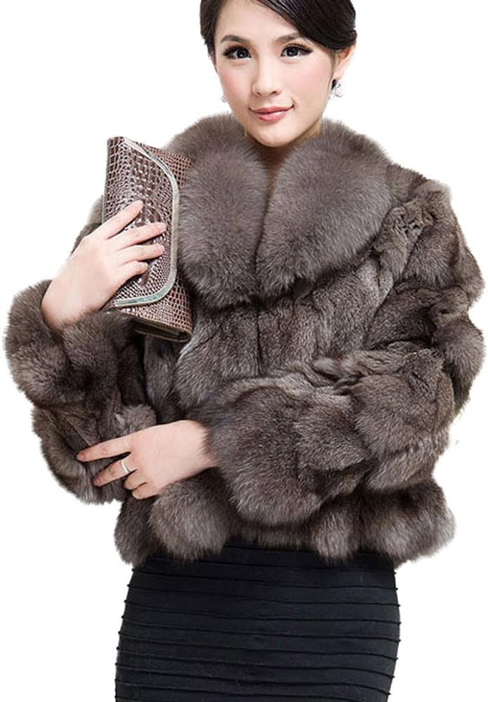 Fur Story Women's Genuine Fox Fur Coat Thick Warm Fur Jacket Winter coat | Amazon (US)