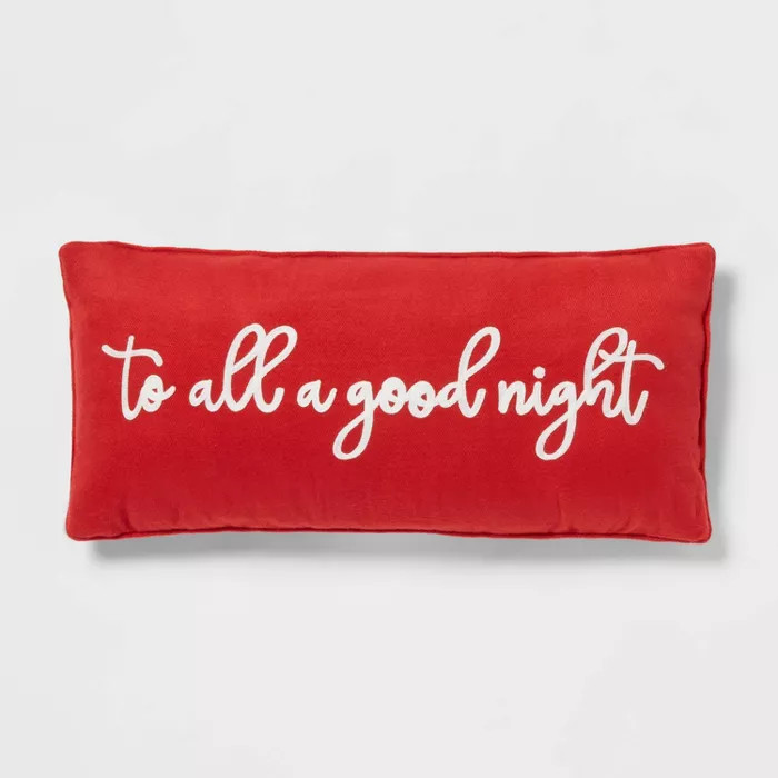 26'' Oblong Flannel "To All A Good Night" Decorative Throw Pillow Red - Threshold™ | Target