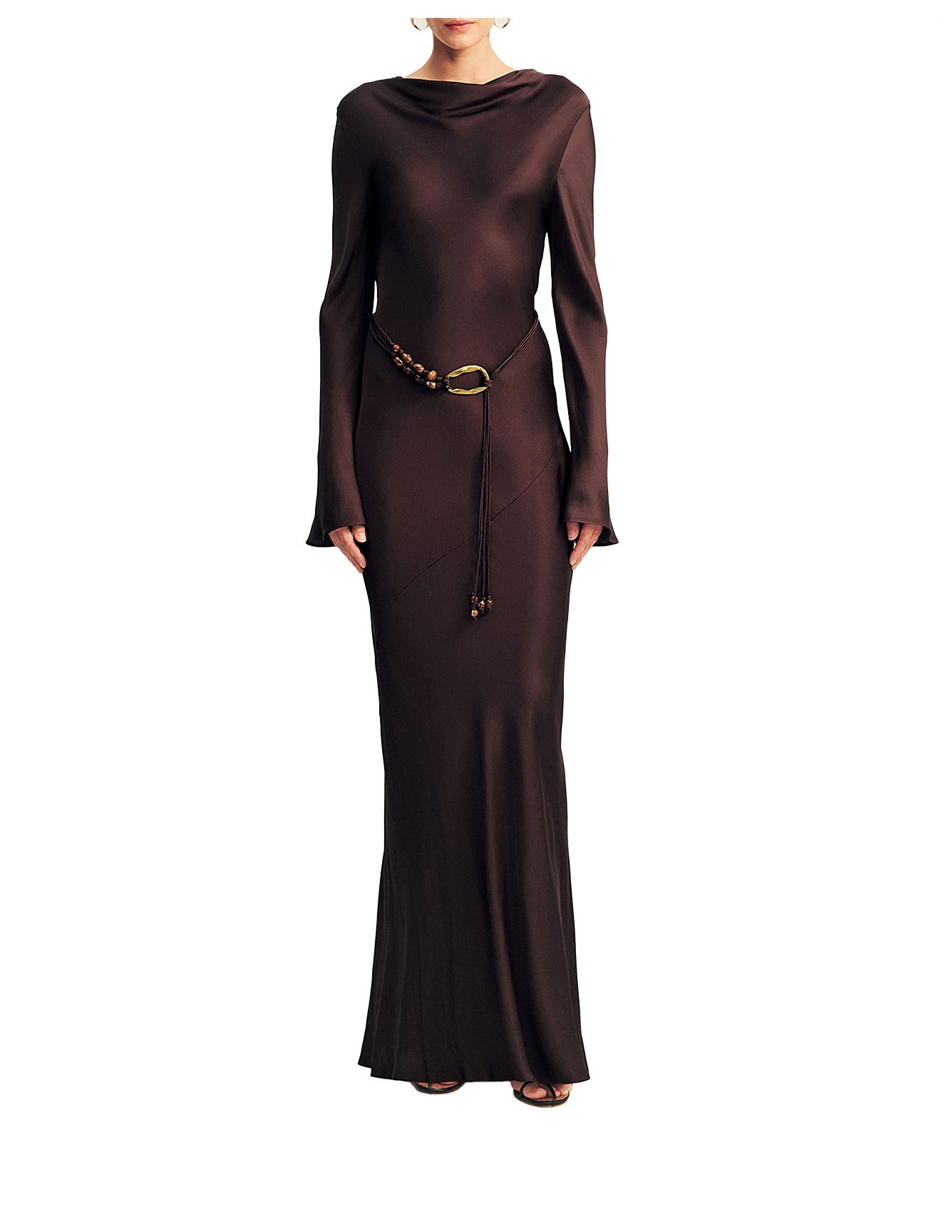 Agnes Long Sleeve Maxi Dress With Belt | David Jones (Australia & New Zealand)