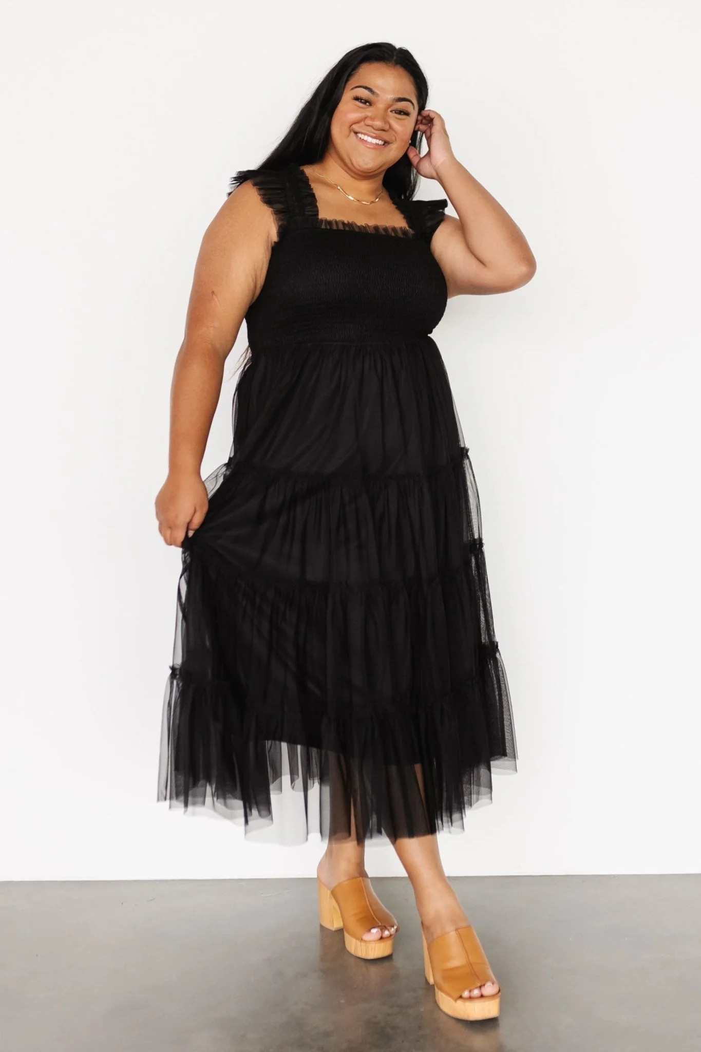 Emma Smocked Tulle Dress | Black | Baltic Born