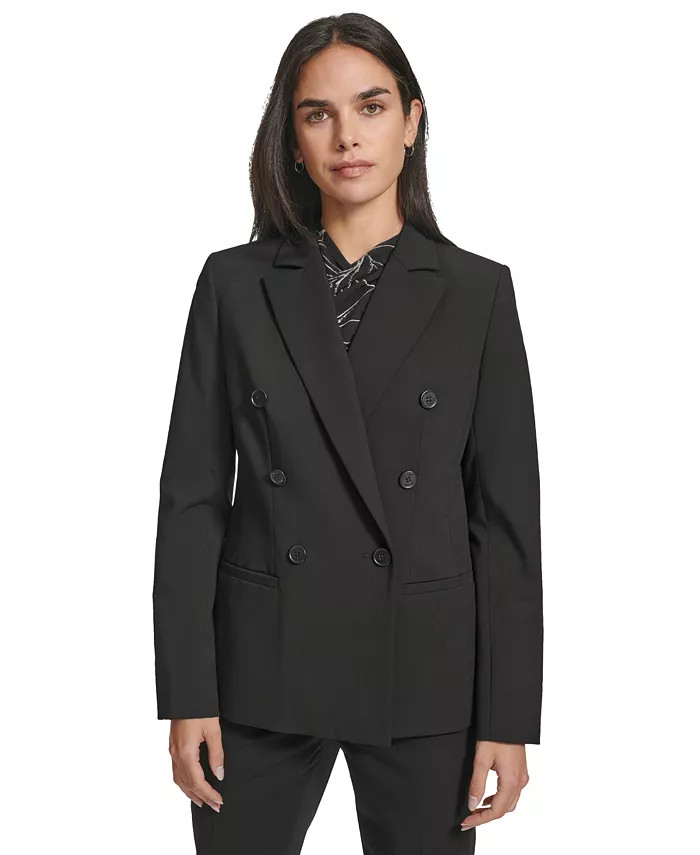 Calvin Klein Women's Peak-Lapel Double-Breasted Blazer - Macy's | Macy's