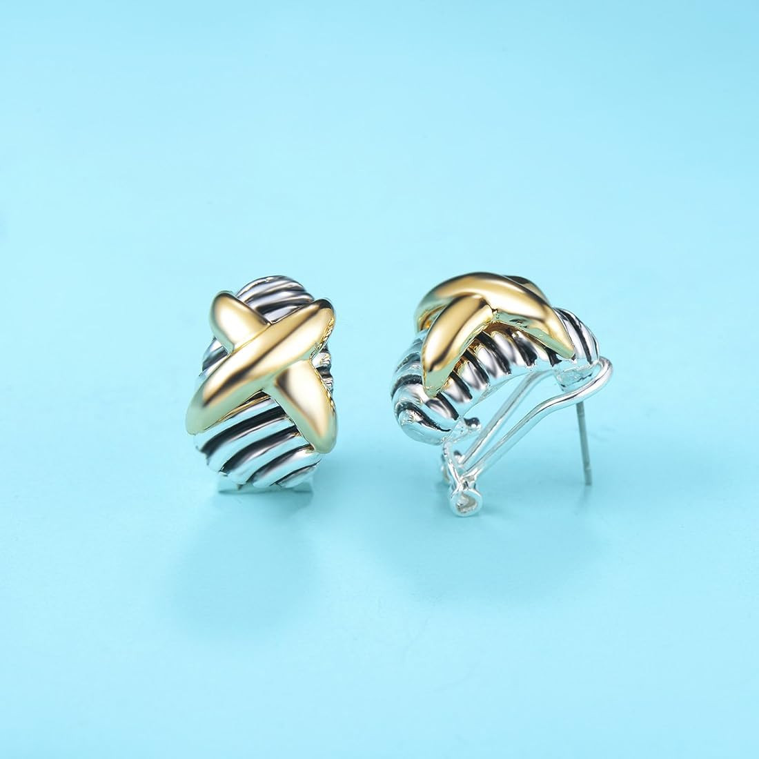 Amazon.com: UNY Earring Cross Designer Inspired David Jewelry Antique Brand French Clip Twisted C... | Amazon (US)