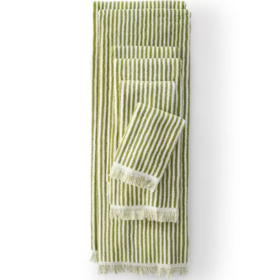 Lands' End Cotton Yarn-dyed Stripe 6-Piece Bath Towel Set - Assorted Bath Towel Set - Vintage Lime Green Stripe | Target