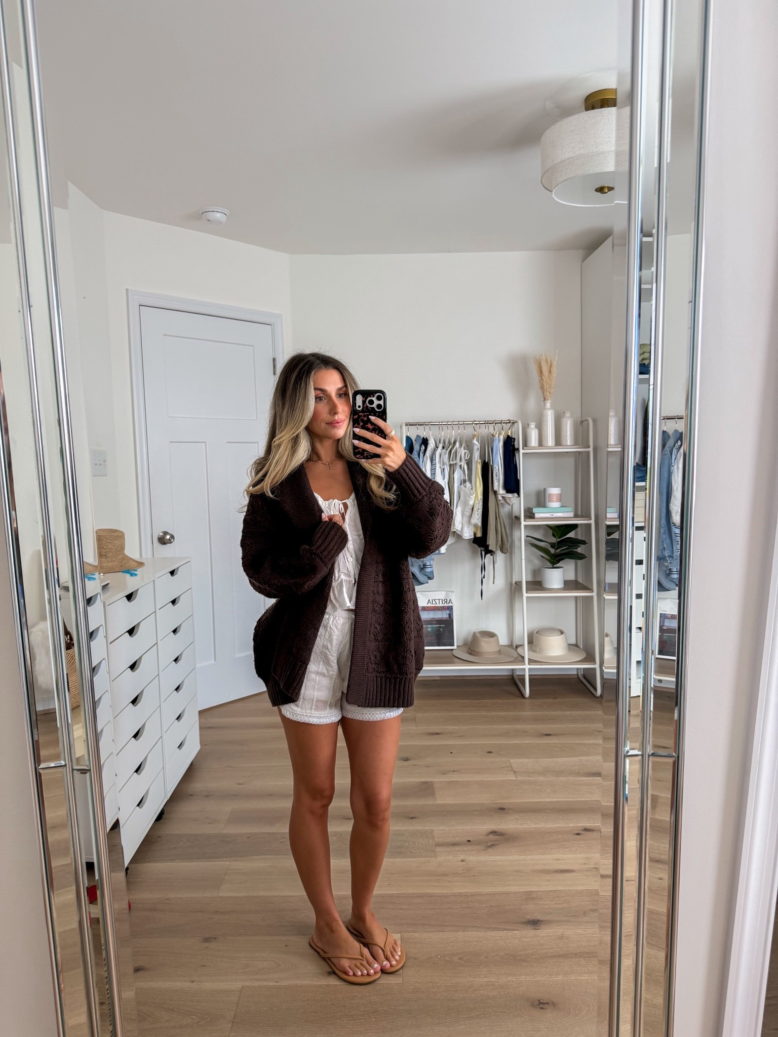 cozy summer to fall outfit 
+ shawl collar cardigan: xs
+ top: xxs
+ shorts: xs 
+ shoes: true to size

#LTKootd #LTKgrwm #LTKPetite