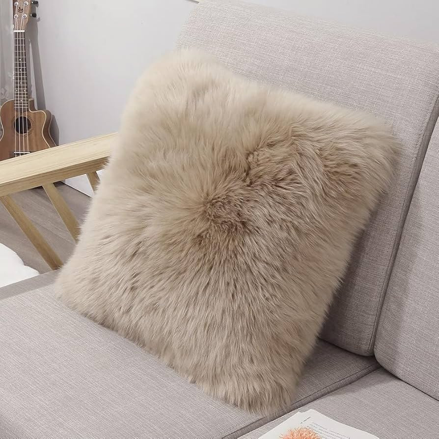 LLB Genuine Sheepskin Throw Pillow Covers Fluffy Decorative Square Couch Pillow Covers 18x18 Pill... | Amazon (US)