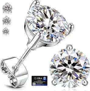 Moissanite Diamond Stud Earrings for Women 925 Sterling Silver Post 18K Gold Plated Earring Hypoa... | Amazon (US)