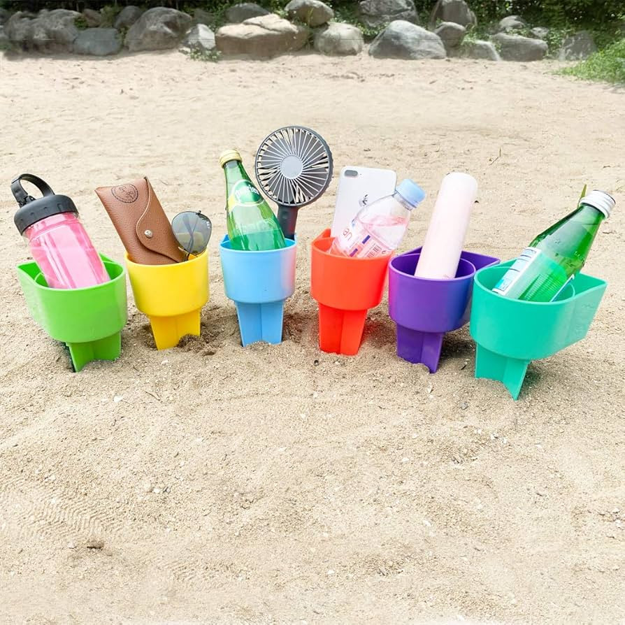Home Queen Beach Cup Holder with Pocket, Multifunctional Sand Cup Holder for Beverage Phone Sungl... | Amazon (US)