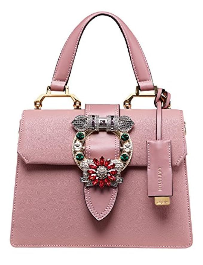 LA'FESTIN Ladies Cute Bags Dazzling Jewels Shoulder Chain Purse Leather | Amazon (US)