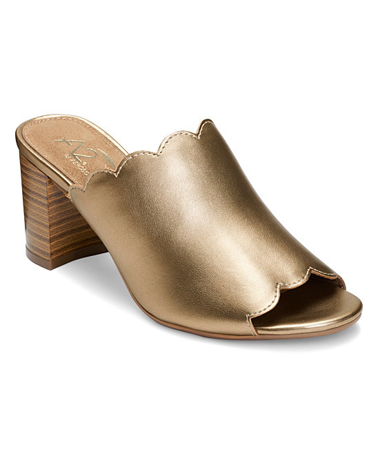 A2 by Aerosoles Women's Sandals GOLD - Gold Metallic Guideline Block-Heel Sandal - Women | Zulily
