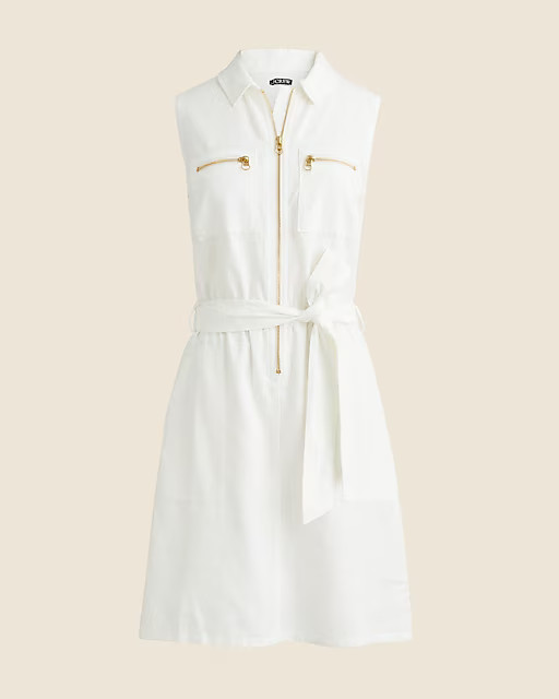 Zip-front linen-blend dress | J. Crew US