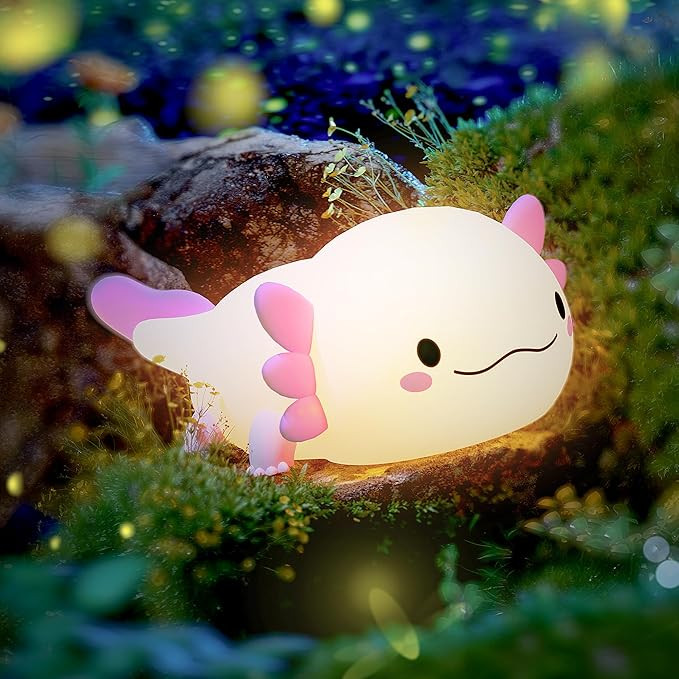 UNEEDE Axolotl Night Light for Kids, Animal Silicone Nursery Night Lamp, Rechargeable Table Lamp ... | Amazon (US)