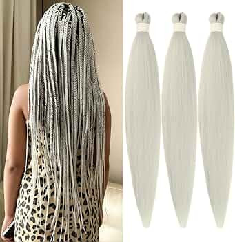 Grey Brading Hair Pre Stretched Silver Grey Prestretched Braiding Hair Extensions Hypoallergenic ... | Amazon (US)