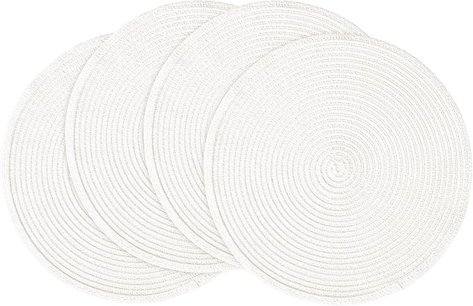 Floroom 15 Inch Round Braided Placemats Set of 4, Washable Heat Resistant Cotton Polyester Circle... | Amazon (US)