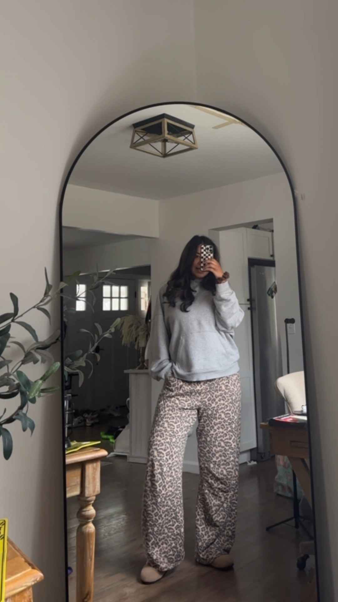 Casual outfit idea- neutral style- leopard pants bump friendly! 28 weeks pregnant wearing medium long. xL hoodie 

#LTKStyleTip #LTKFindsUnder100 #LTKBump