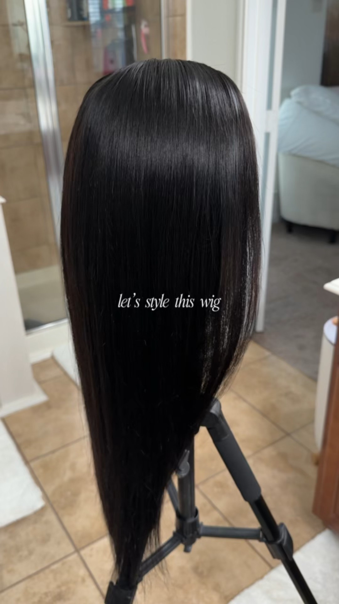 Showing you how I style my middle part bust down wig. I just learned, on TikTok, that if the product is a spray like this, you need to blow dry it in before styling the hair. Who would’ve known!? The hair feels and looks so much better than it usually does when I straighten it.