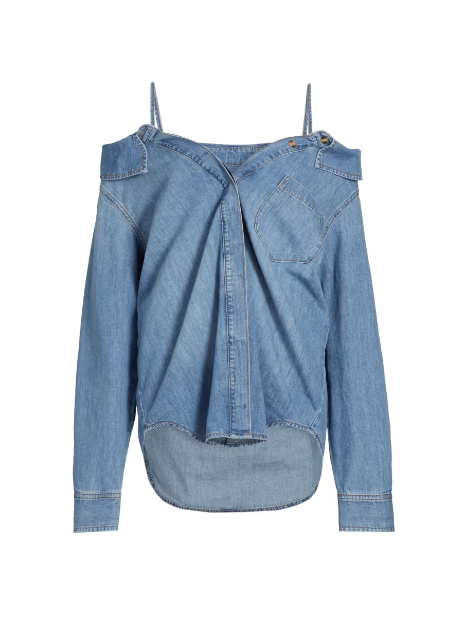 Denim Off-the-Shoulder Shirt | Saks Fifth Avenue