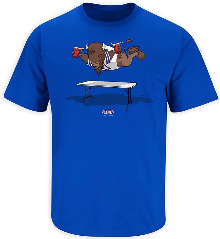 Smack Apparel Buffalo Football Fans. Smash Tables Royal T-Shirt (Sm-5X) | Amazon (US)