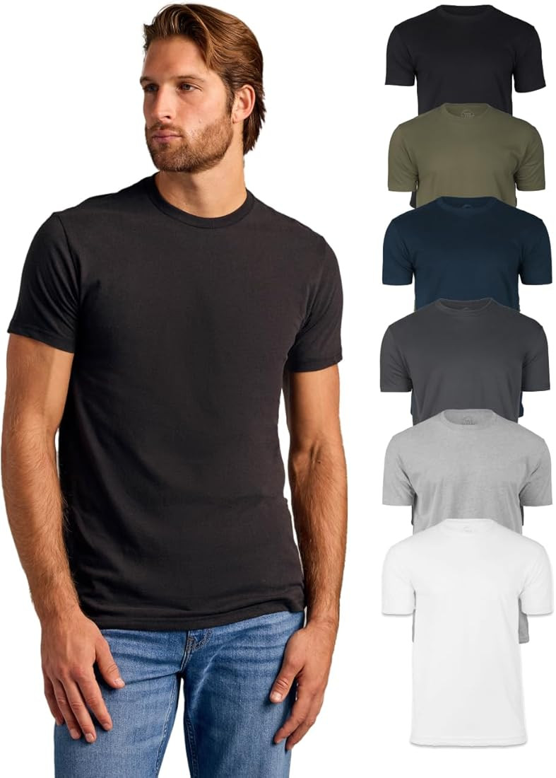 True Classic 6 Pack, Men's Short Sleeve Crew Neck T-Shirt, S - 4XL | Amazon (US)