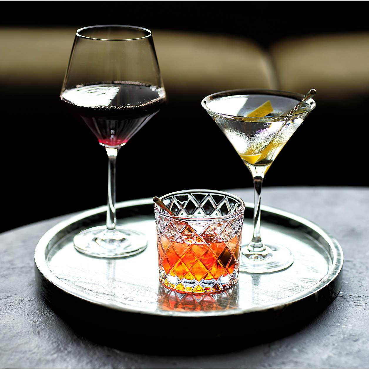 Fern Green 12.5" Round Marble Tray | Crate & Barrel | Crate & Barrel