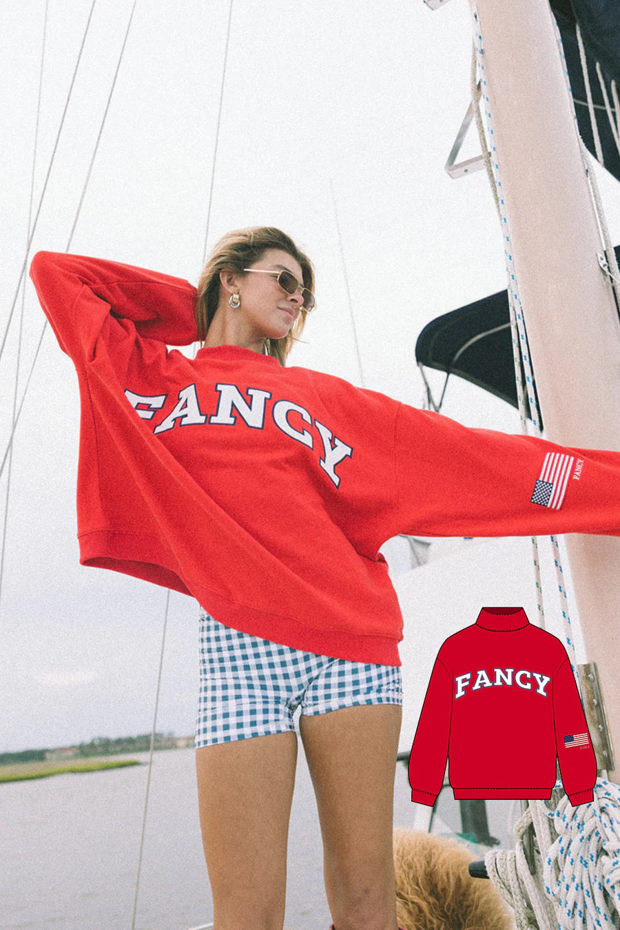 Fancy Oversized Embroidered Sleeve Mockneck - Red | Fancyd Boutiqe