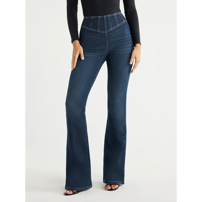 Sofia Jeans Women's Melisa Curvy Flare Super High Rise Corset Jeans, 33.5" Inseam, Sizes 00-22 | Walmart (US)