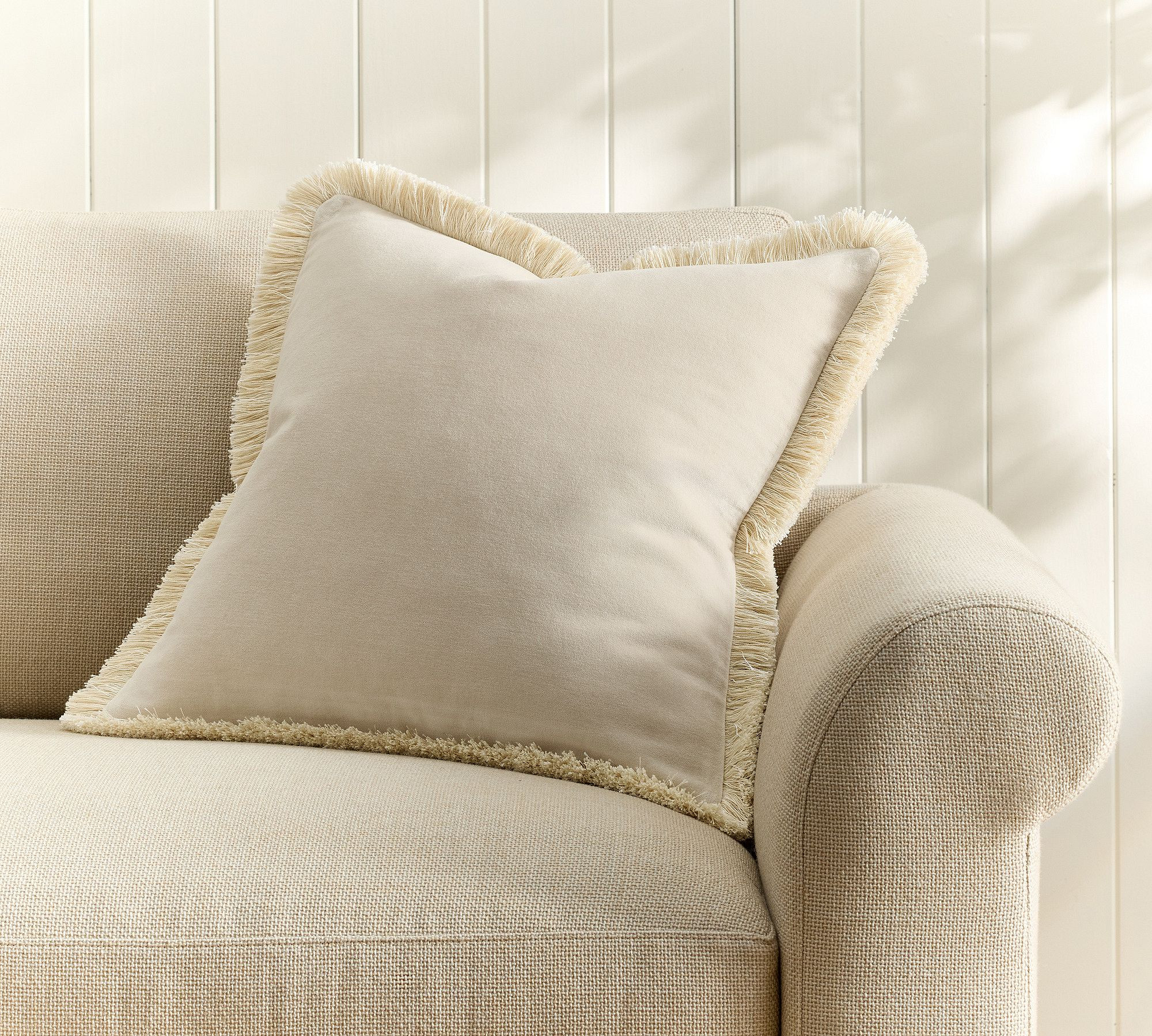 Everywhere Velvet With Fringe Pillow Cover | Pottery Barn (US)