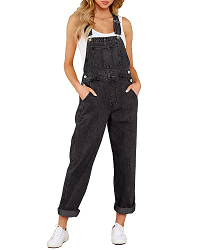 GRAPENT Denim Overalls Women Denim Jumpsuit Denim Overalls Baggy Overalls for Women Cotton Overalls Vintage Overalls Color Iconic Black Size Small Size 4 Size 6 | Amazon (US)