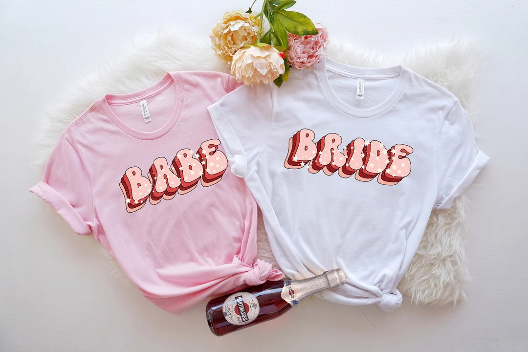Bride And Babe Retro Batch Shirts, Bachelorette Party Shirts, I Do Crew, Bachelorette T-shirt, Gi... | Etsy (US)
