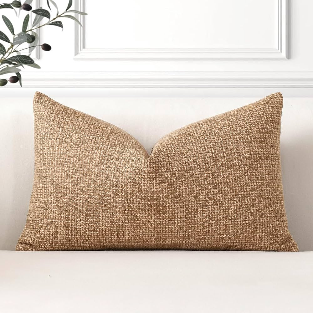 OTOSTAR Linen Throw Pillow Cover Set of 1 Decorative Lumbar Pillowcases Cushion Covers 16x24 Inch... | Amazon (US)