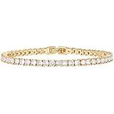 PAVOI 14K Gold Plated 3mm Cubic Zirconia Classic Tennis Bracelet | Gold Bracelets for Women | Siz... | Amazon (UK)