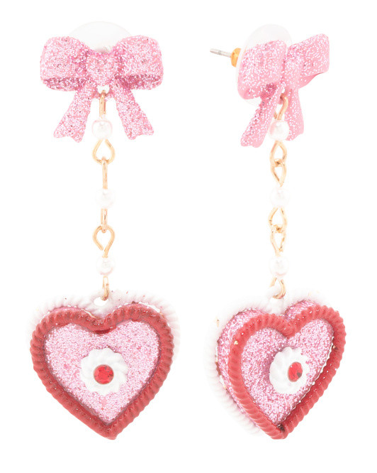 Bow And Heart Cake Drop Earrings | TJ Maxx