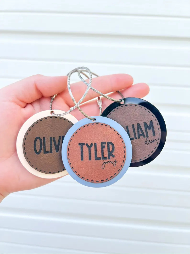 Custom name keychain | acrylic and leather | water bottle name tag | kids backpack tags | Diaper ... | Etsy (Global)