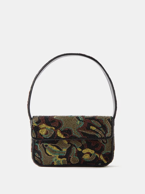 Staud - Tommy Camo-beaded Faux-leather Shoulder Bag - Womens - Camo | Matches (US)
