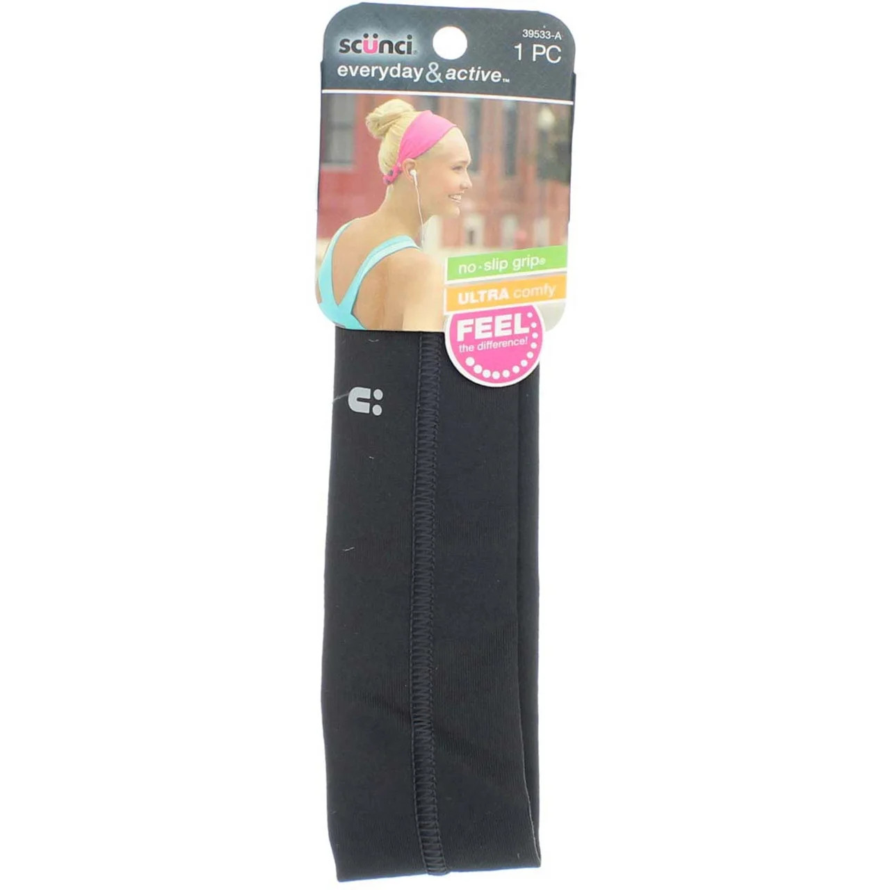 Scunci Everyday & Active Non Slip Grip Headwrap, Black (2 pack) | Walmart (US)