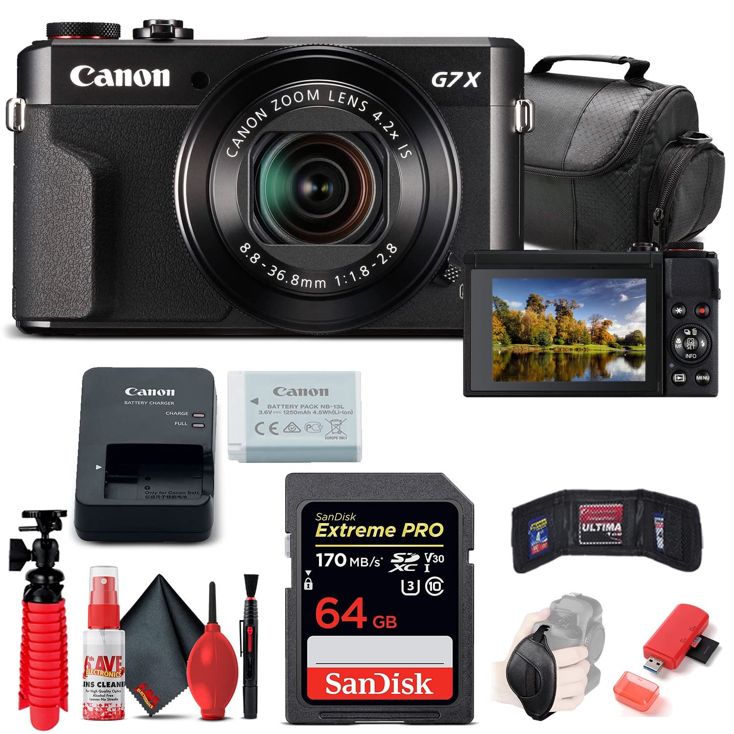 Canon PowerShot G7 X Mark II Digital Camera (1066C001) + 64GB Memory Card + Card Reader + Deluxe Sof | Amazon (US)